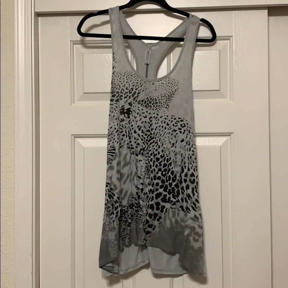 Grey tank top with leopard detail